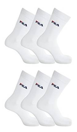 FILA 6er Pack Unisex Socken, Sport Strümpfe Damen oder Herren mit Frotteesohle (6 Paar) (35-38 - 6 Paar, Weiss (300)) von FILA