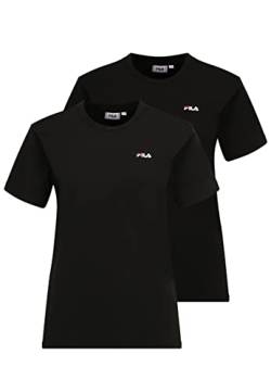 FILA Damen BARI Tee/Double Pack T-Shirt, Black-Black, L von FILA