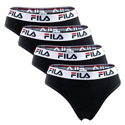 FILA Damen Brazilian Slip - 4er Pack, Logobund, Cotton Stretch (XS, Schwarz) von FILA