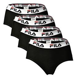 FILA Damen Hipster - 4er Pack, Logobund, Cotton Stretch (S, Schwarz) von FILA