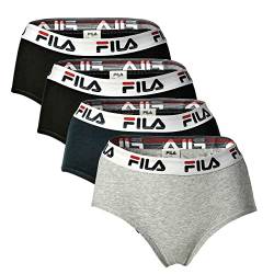 FILA Damen Hipster - 4er Pack, Logobund, Cotton Stretch (XS, Schwarz/Grau/Marine) von FILA