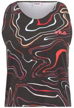 FILA Damen Shreveport Cropped Trägershirt/Cami Shirt, Black Colour Waves AOP, L von FILA