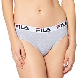 FILA Damen Slip, Vorteilspack (2er Pack) - Regular Waist, Brief mit breitem Logo-Bund, Baumwolle, einfarbig (grau (400), S (Small) - 2er Pack) von FILA
