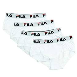 FILA Damen-Slips aus Baumwolle (L, Packung mit weißen Slips, 4 Stück), Packung mit weißen Höschen, 42 von FILA