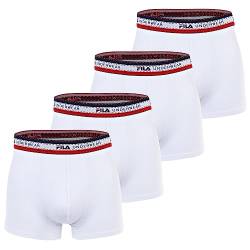 FILA Herren Boxer Shorts, 4er Pack - Logobund, Cotton Stretch, einfarbig Weiß L von FILA