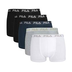 FILA Herren Boxershort 5er Vorteilspack, Pants mit Logobund, Einfarbig (Mehrfarbig, L) von FILA