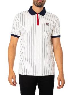 FILA Herren Klassisches Poloshirt mit Vintage-Streifen, Weiß, L von FILA