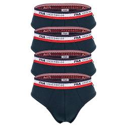 FILA Herren Slip, 4er Pack - Briefs, Logobund, Cotton Stretch, einfarbig Marine M von FILA