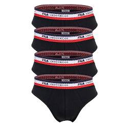 FILA Herren Slip, 4er Pack - Briefs, Logobund, Cotton Stretch, einfarbig Schwarz L von FILA