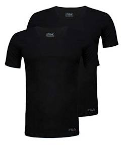 FILA Herren T-Shirts Kurzarm Shirt Unterhemd Man R-Neck Undershirt FU5002 2er Pack, Größe:XL, Artikel:-200 Black von FILA