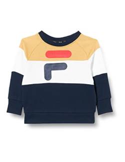 FILA Jungen Kids Boys Ethan Crew Sweat Sweatshirt, Black iris-Curry-Bright White, 110 von FILA