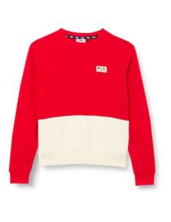 FILA Mädchen BRÜGGE Crew Cropped (Blocked) Sweatshirt, True Red-Cloud Dancer, 158/164 von FILA