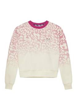 FILA Mädchen Bradford Cropped Crew Sweatshirt, Egret Gradient Leo AOP, 170/176 von FILA