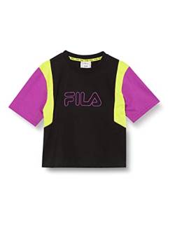 FILA Mädchen TEENS GIRLS SAMARA blocked cropped tee T-Shirt, Black-Hyacinth Violet-Love Bird, 146/152 von FILA