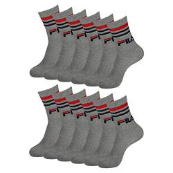 FILA Men Women Tennissocken Vintage Sportsocken Crewsocks Calze 6 Paar, Farbe:Grau, Artikel:-400 grey, Größe:43-46 von FILA