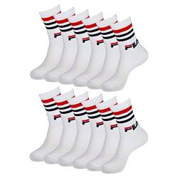 FILA Men Women Tennissocken Vintage Sportsocken Crewsocks Calze 6 Paar, Farbe:Weiß, Artikel:-300 white, Größe:39-42 von FILA