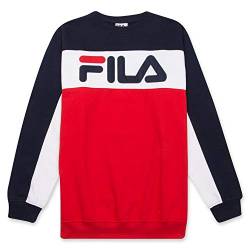 FILA Men's Big and Tall Long Sleeve Color Block Crew Neck Soft Comfortable Fleece Sweatshirt Navy/White/Red 3XLT von FILA