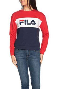 FILA Sweater Damen Leah Crew Sweat 687043 Mehrfarbig G06 Black Iris True Red Bright White, Größe:S von FILA