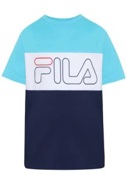 FILA Unisex Kinder SONTAM Blocked Logo T-Shirt, Blue Atoll-Medieval Blue-Bright White, 98/104 von FILA