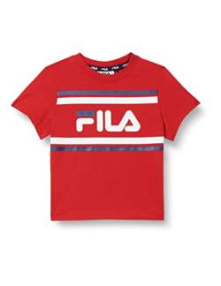 FILA Unisex Kinder SURO Logo with Block Stripes T-Shirt, True Red, 86/92 von FILA