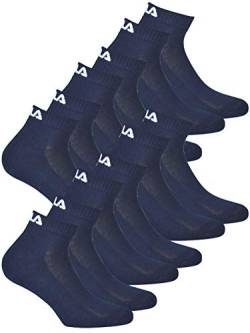 FILA Unisex Quarter Socken für Damen und Herren I 6 Paar Socken I blau 35-38 von FILA