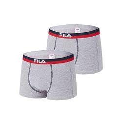 Fila Calecon Herren-Boxershorts, Baumwolle, einfarbig, 2 Stück, grau, L von FILA