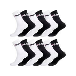 Fila Herren Lot 12 paires de chaussettes Homme Freizeitsocken, Black/White, 39/42 von FILA