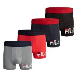 Fila Men's 4" Trunk No Fly Front with Pouch, Jersey & Mesh, 4-Pack, Red, Small von FILA