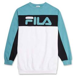 Fila Men's Big and Tall Long Sleeve Color Block Crew Neck Soft Comfortable Fleece Sweatshirt Teal/White/Black 4XLT von FILA