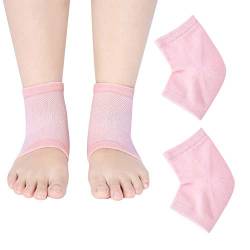 2 Paar Gel-Fersensocken, Fußpflege-Socken, feuchtigkeitsspendende Fersenschutzhülsen, halbe Schmerzlinderungssocken, 5 Farben (Rosa) von FILFEEL