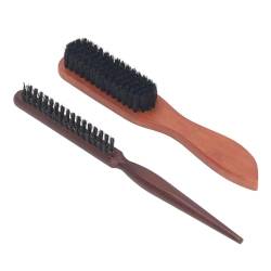 2 teilige Bart Pinsel Reinigungsbürsten Set Beinhaltet 1stk Wildschweinborsten Haarbürste und 1stk Teasing Brush für Männer von FILFEEL