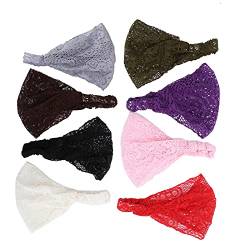 8 Stück Spitze Stirnbänder Headwrap Elastisch Elegant Dehnbare Haarbänder Haar Turban Mode Haarschmuck für Frauen Mädchen, 8 Farben von FILFEEL
