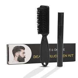 Bartstiftfüller, Wasserdichter, Langlebiger 4-Spitzen-Gabel-Bartfüllstift mit Bartbürste für Männer von FILFEEL