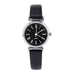 FILFEEL Uhren für Frauen, Exquisite kleine Mode einfache Retro-Lederuhr Mini Armbanduhr (schwarzes Zifferblatt) von FILFEEL