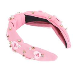 Geknotete Stirnbänder für Damen und Mädchen, Strass-Herz-Dekoration, Geknotete Stirnbänder, mit Juwelen Verziertes Stirnband, Haarschmuck (Rosa) von FILFEEL