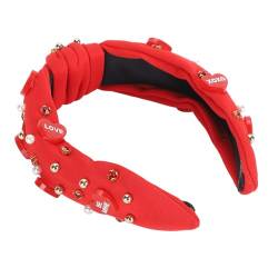 Geknotete Stirnbänder für Damen und Mädchen, Strass-Herz-Dekoration, Geknotete Stirnbänder, mit Juwelen Verziertes Stirnband, Haarschmuck (Rot) von FILFEEL
