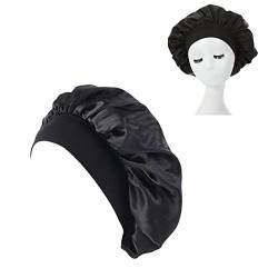 Haarhaube, Hochelastisches Stirnband, Schlafhaube Nachtschlaf Haarkappe für Frauen, Damen (schwarz), Breiter Rand (58 Cm Kopfumfang) von FILFEEL