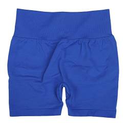 High Waisted Shorts Damen Gym Yoga Shorts Elastic Butt Lifting Workout Shorts Running Biker Shorts Blau L von FILFEEL