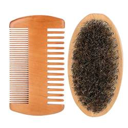 Schnurrbart- und Bartbürste und Kamm-Set, Gesichtsbart-Rasierpinsel-Kamm-Reinigungs-Bartpflege-Werkzeug-Set, für Männer von FILFEEL