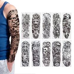 Temporäre Tattoo-Sticker 10 Blätter Männer Frauen Unisex Wasserdicht Full Arm Tattoo Sticker Fake Tattoos 17 X 48cm von FILFEEL