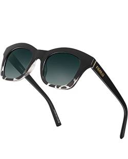 FIMILU Sonnenbrille Damen Polarisierte Schwarz UV400 Schutz Rechteck Retro Unisex Klassische Fahrende Brille für Reise Wandern und Alltag von FIMILU
