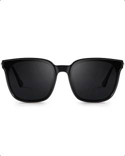 FIMILU Sonnenbrille Damen Polarisierte Schwarz UV400 Schutz Rechteck Retro Unisex von FIMILU
