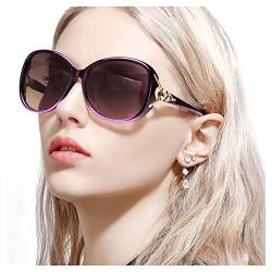 FIMILU Sonnenbrillen Damen Über-Groß, Retro Designer Polarisiert Brille Frauen, UVA/UVB Schutz (Violett-1,Violett-1) von FIMILU