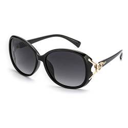 FIMILU Sonnenbrillen Damen Über-Groß, Retro Designer-polarisiert Brille Frauen, UVA/UVB Schutz (Schwarz,Grau) von FIMILU