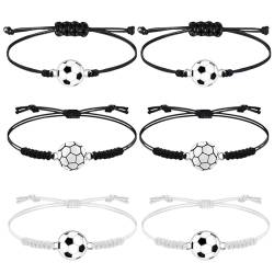 FINEASY 6 Stück Fußball Armbänder für Kinder Sport Armbänder, Verstellbares Gewebte Armband Jungen, Freundschaftsarmband für Fußball Party Mitgebsel Fussball Kindergeburtstag von FINEASY