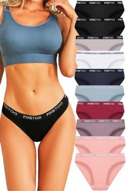 FINETOO 10er Pack Baumwoll Slips Damen Atmungsaktive Unterwäsche Logo Sportunterwäsche Weich Sexy Unterhosen Reizwäsche Sportgürtel Bikini Mehrpack S-XL (M, bikini-10pack) von FINETOO