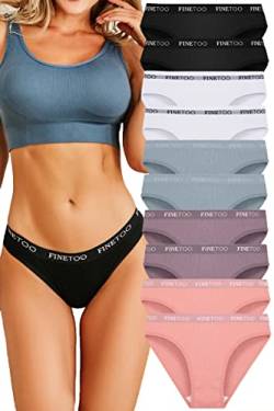 FINETOO 10er Pack Baumwoll Slips Damen Atmungsaktive Unterwäsche Logo Sportunterwäsche Weich Sexy Unterhosen Reizwäsche Sportgürtel Bikini Mehrpack S-XL von FINETOO