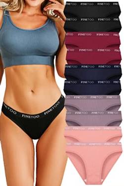 FINETOO 10er Pack Baumwoll Slips Damen Atmungsaktive Unterwäsche Logo Sportunterwäsche Weich Sexy Unterhosen Reizwäsche Sportgürtel Bikini Mehrpack S-XL von FINETOO