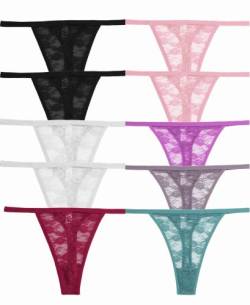 FINETOO 10er Pack Spitze Strings Tangas Damen Set Unterhosen Sexy Unterwäsche Frau Lingerie Sexy Thongs for Women Dessous Mehrpack S-XL von FINETOO