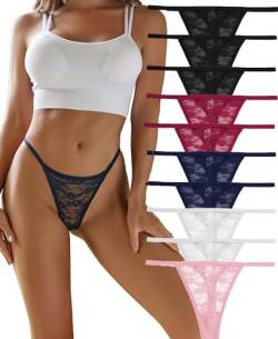 FINETOO 10er Pack Spitze Strings Tangas Damen Set Unterhosen Sexy Unterwäsche Frau Lingerie Sexy Thongs for Women Dessous Mehrpack S-XL von FINETOO